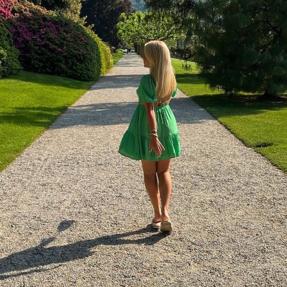 Green Princess Polly dress open back